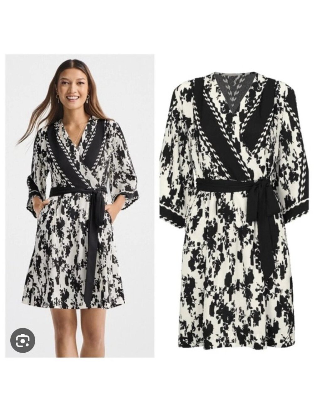 Cabi New NWOT X-Factor Dress #6369 Black & White floral Medium